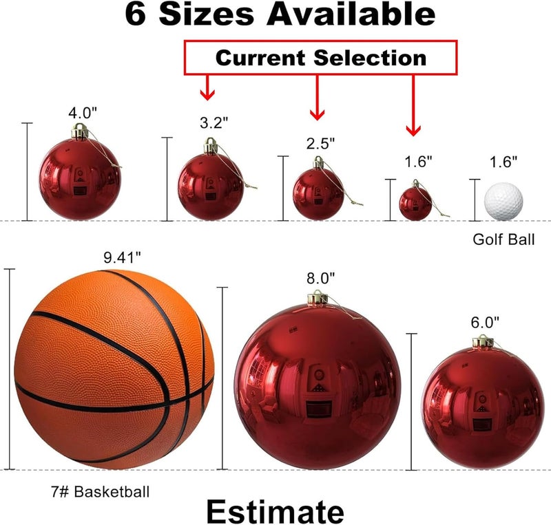 GameXcel Rose Red Christmas Ornaments - Christmas Tree Decorations Shatterproof Hanging Balls for Birthday Wedding Holiday Decor Set of 36pcs, Multi-Sizes(1.6",2.5",3.2") - Image 3